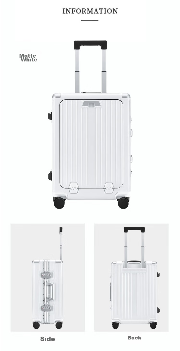 Чемодан Dream Traveller, деловой, с колесами Spinner, фронтальное отделение, кодовый замок, 20-дюймовый, матовый белый