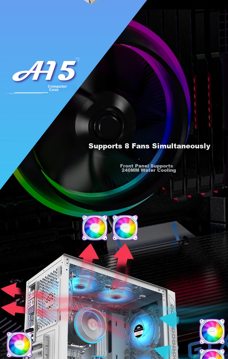 Компьютерный корпус Aigo A15 White, ATX, Mini-ITX, mATX, боковое окно, поддержка ATX, USB 3.0, радиатор 240 мм, широкий корпус