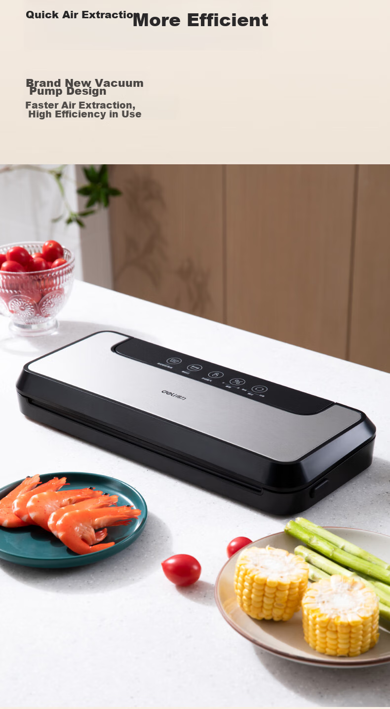 Вакуумный упаковщик Deli LM890S, бытовой и коммерческий, автоматический, для сухих и влажных продуктов, двойной насос, высокая эффективность, 65кПа