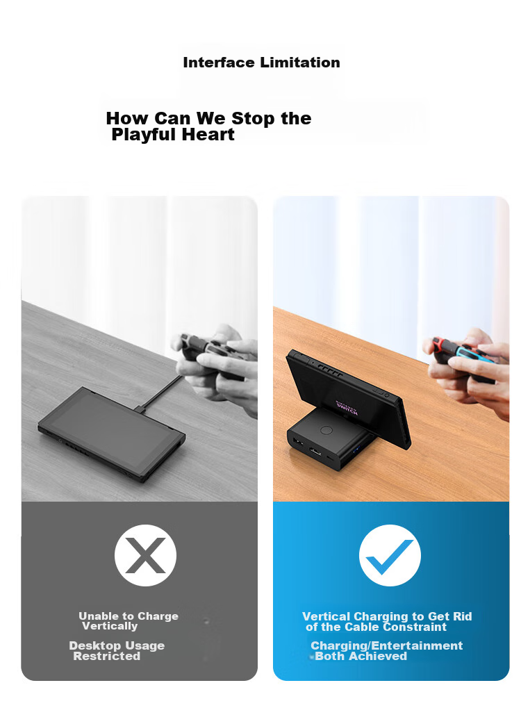 Магнит NEWDERY для Nintendo Switch, портативная док-станция, зарядное устройство NS, кабель для зеркалирования экрана OLED, подставка для зарядки консоли, настольная подставка для игровых консолей Lite