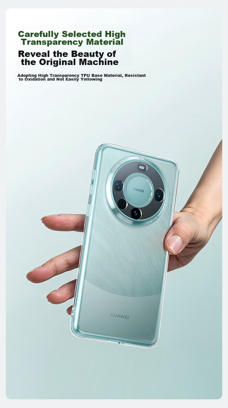 Чехол PISEN для Huawei Mate60 Pro, прозрачный, ультратонкий, противоударный, с защитой камеры