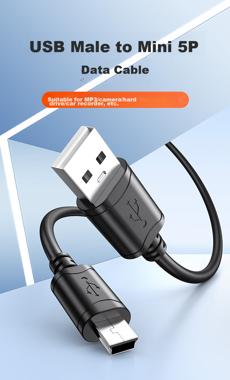 Кабель CHOSEAL USB 2.0 Type-A - Mini USB, 1 метр, черный