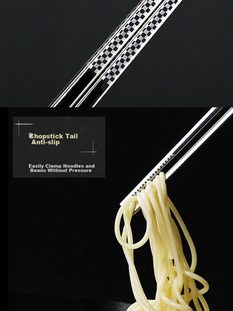 Набор палочек для еды Tangzongkuai из нержавеющей стали 304, auspicious style, 23.5 см, 10 пар, нескользящие, термостойкие, C6337