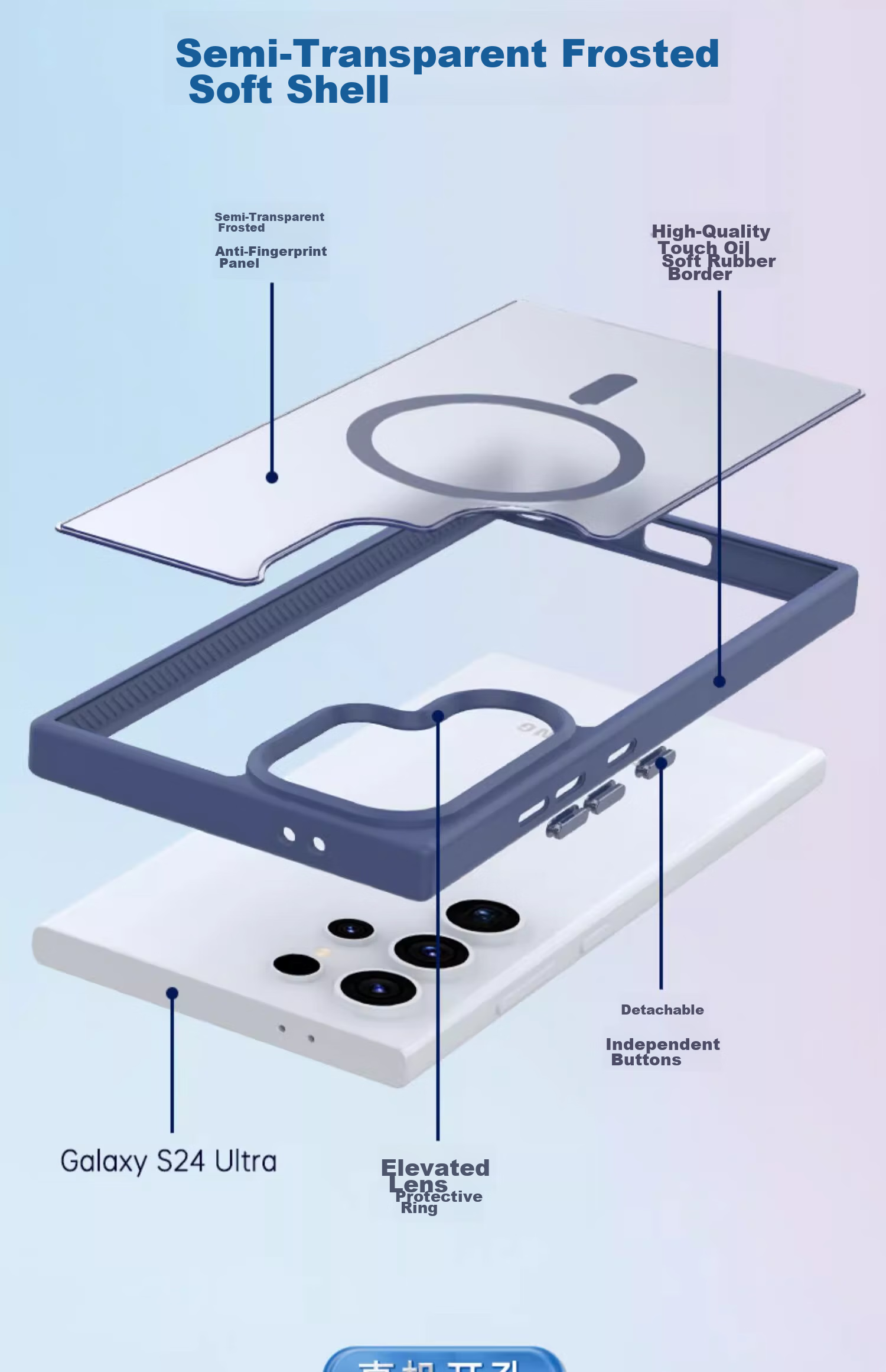 Чехол-накладка ZHIWEISHI для Samsung S24+, MagSafe, черный, матовый