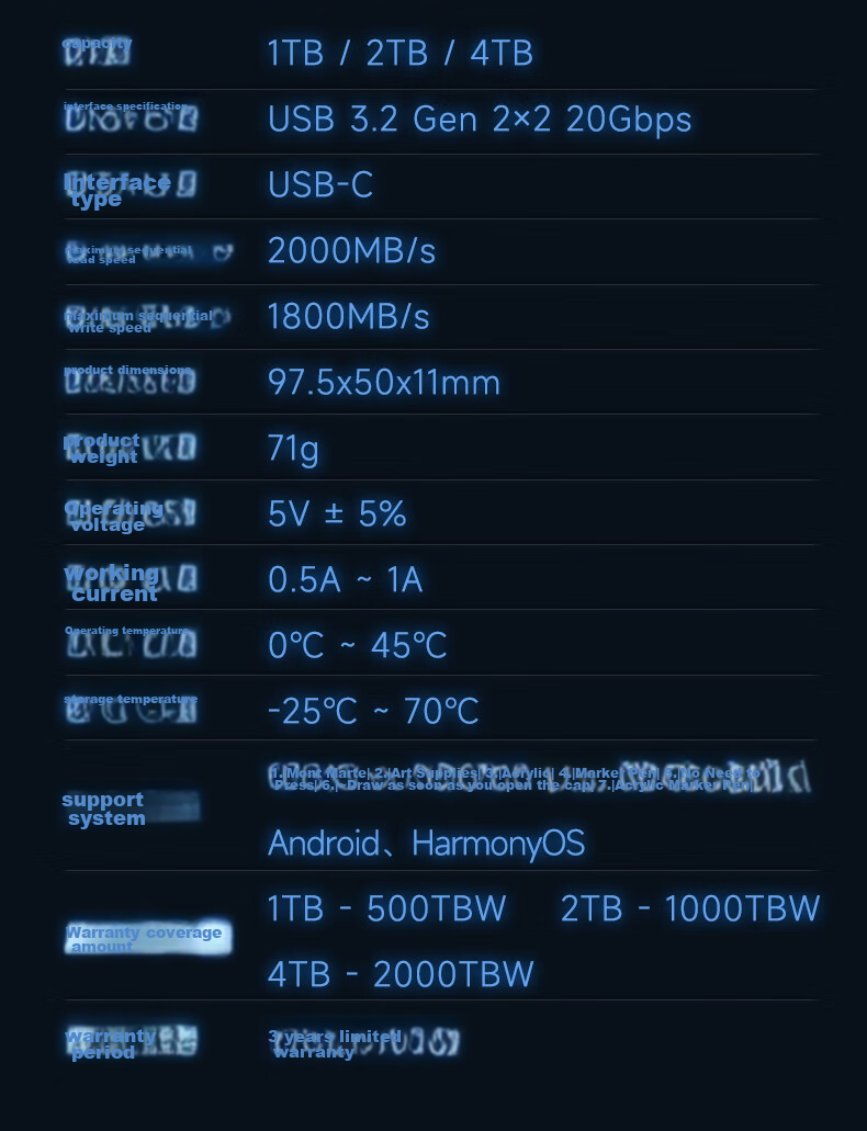 Внешний SSD-накопитель Aigo Z5, 1 ТБ, портативный, Type-C USB 3.2, скорость чтения 2000 МБ/с