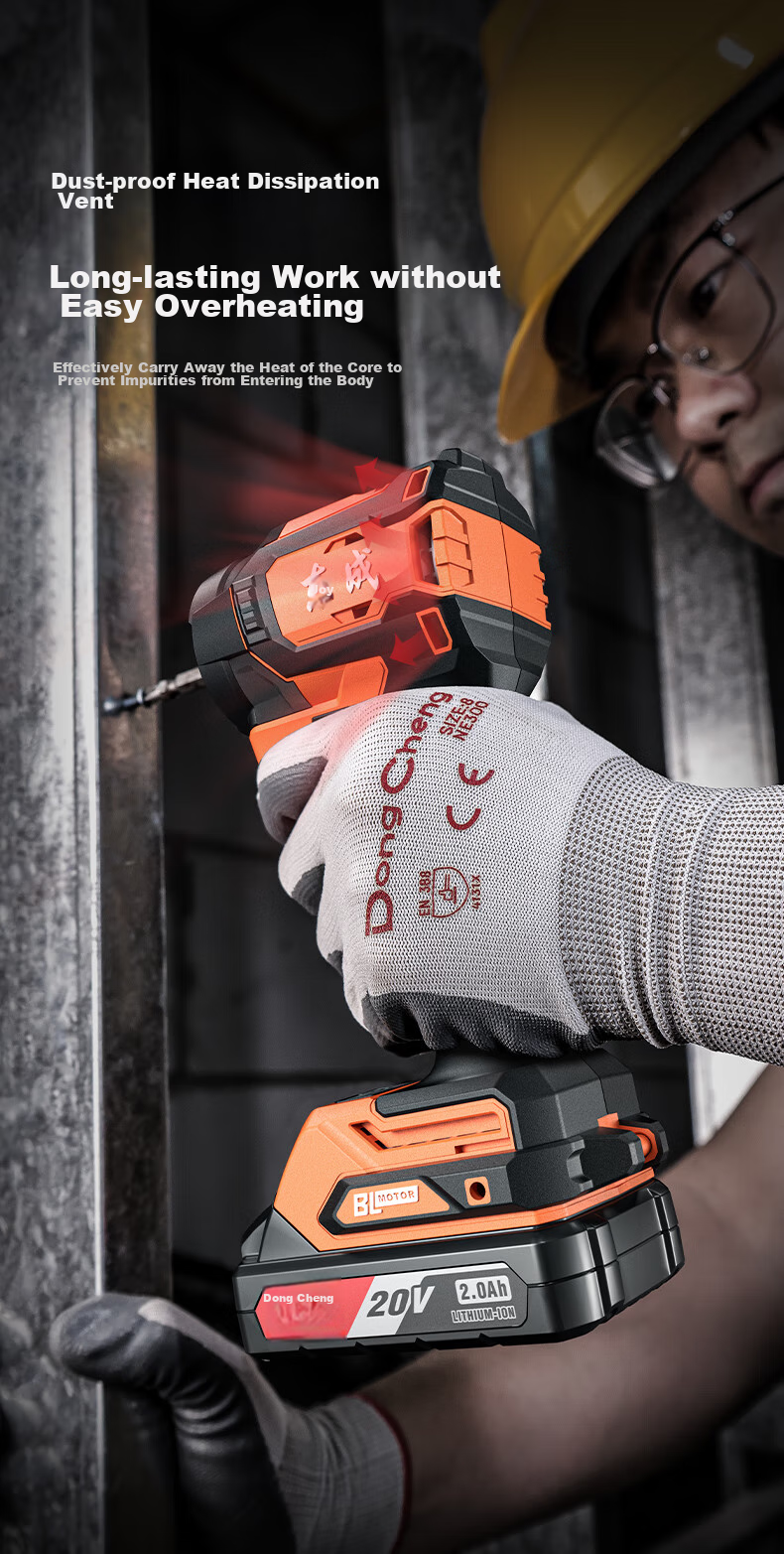 Аккумуляторный ударный гайковерт Dongcheng 20В, мини-электродрель, шуруповерт DCPL02-208S