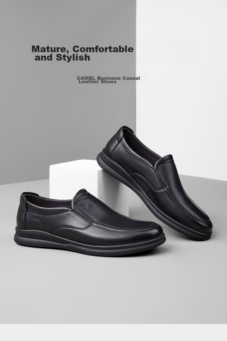 Мужские туфли CAMEL Business Casual, натуральная кожа, черные, размер 43