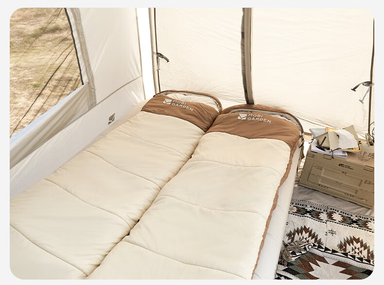 Спальный мешок MOBIGARDEN Xiangyun 1.8 EX19562005, для кемпинга, с возможностью сшивания, теплый, цвет "Светлый песок", левый