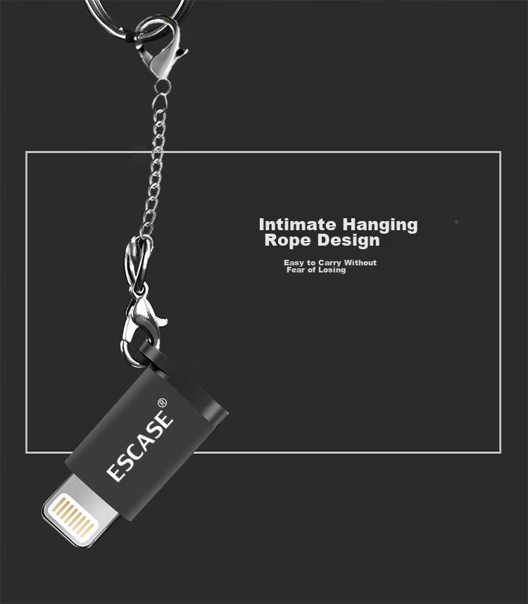Переходник ESCASE Micro USB на Lightning для iPhone/iPad, OTG, черный