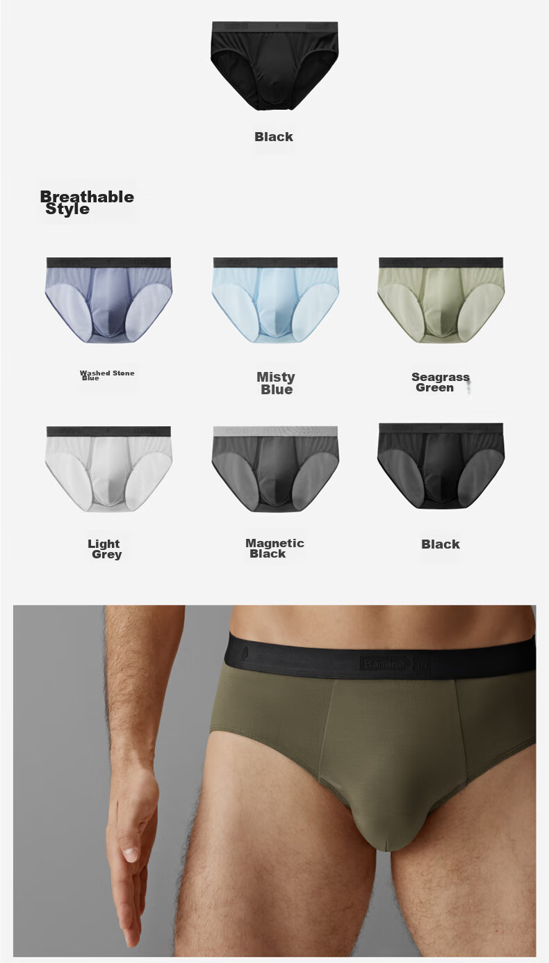 Мужские трусы Bananain Silver Skin 301P, с ластовицей из модала и хлопка Tencel, 10A антибактериальные, дышащие, ледяной шелк, для всех сезонов, подарочная упаковка, 3 шт.