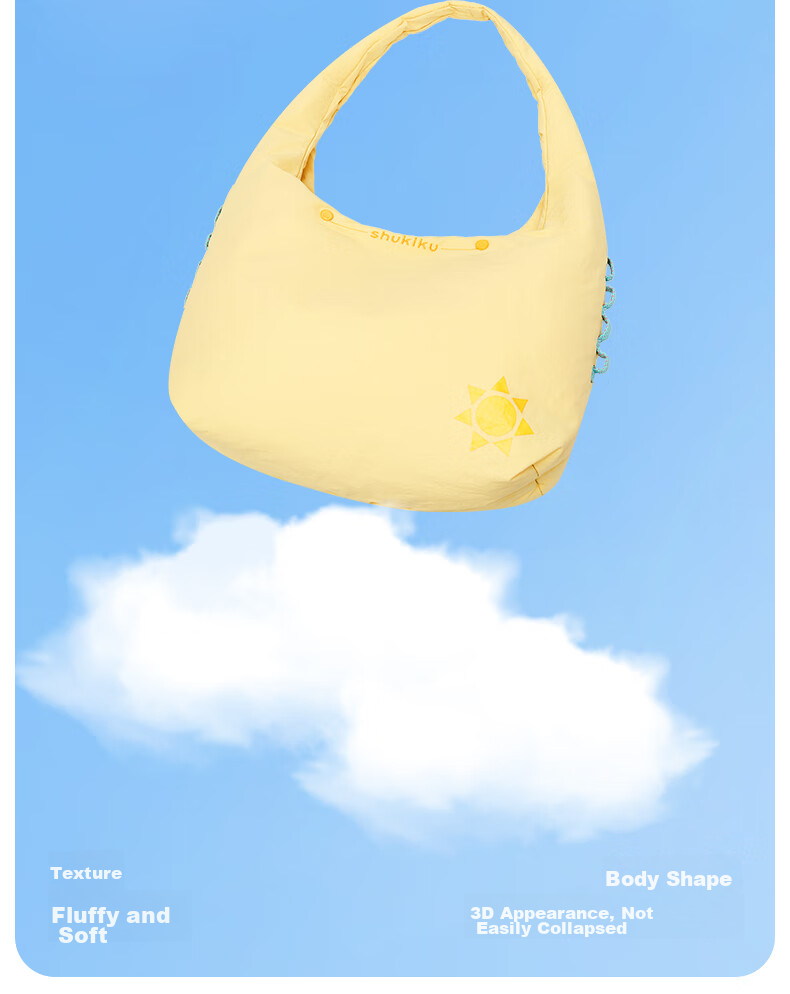 Женская сумка SHUKIKU Cloud Bag, модная сумка на плечо, трендовая сумка через плечо, легкая сумка для коммивояжера, ярко-желтая