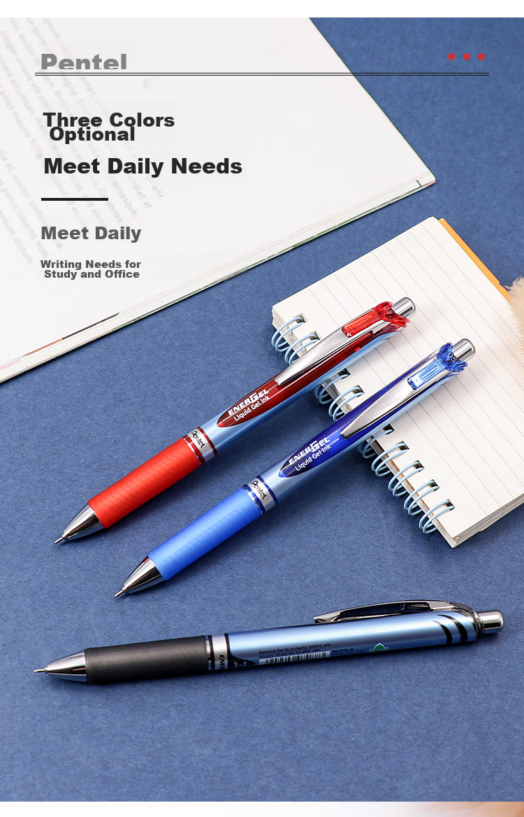 Гелевая ручка Pentel BLN75, синяя, 0.5 мм, автоматическая, пластиковый корпус, одноразовая