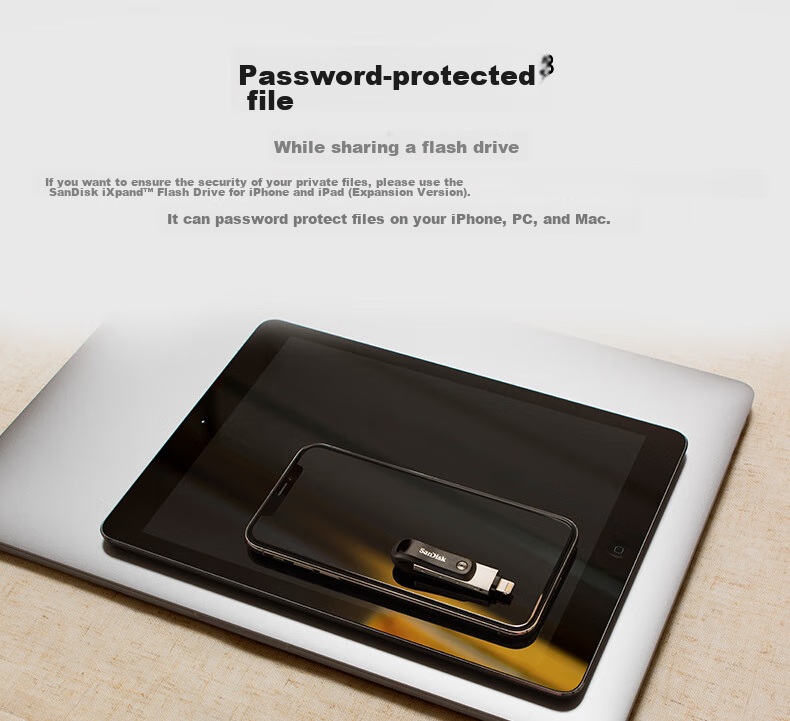 USB-флеш-накопитель SanDisk 256GB Lightning, USB 3.0, Apple MFI Certified, для iPhone/iPad, двойного назначения для мобильных телефонов и компьютеров