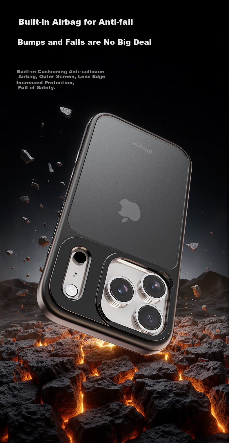Чехол ROCK для iPhone 17 Pro Max, защитный, противоударный, полупрозрачный матовый, черный