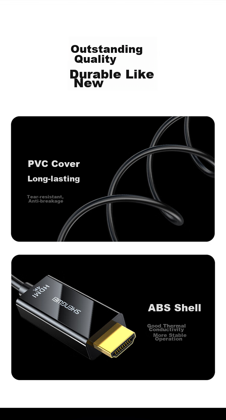Кабель Shengwei Type-C - HDMI, адаптер 4K для Apple 16/15 Huawei P60, подключение ноутбука/телефона к монитору/телевизору, 1.8 метра, ACH1018G
