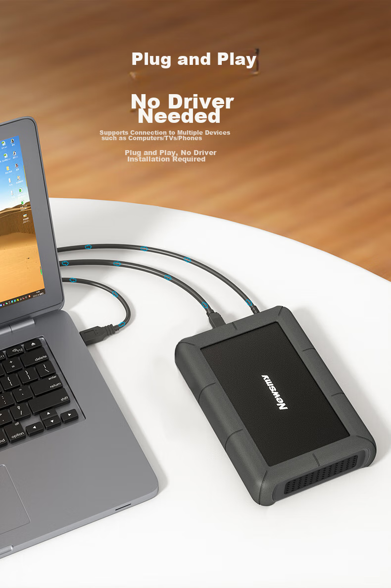 Портативный жесткий диск Newsmy Xingji Series, 3.5 дюйма, настольное хранилище, Type-C USB 3.1, 4 ТБ, черный