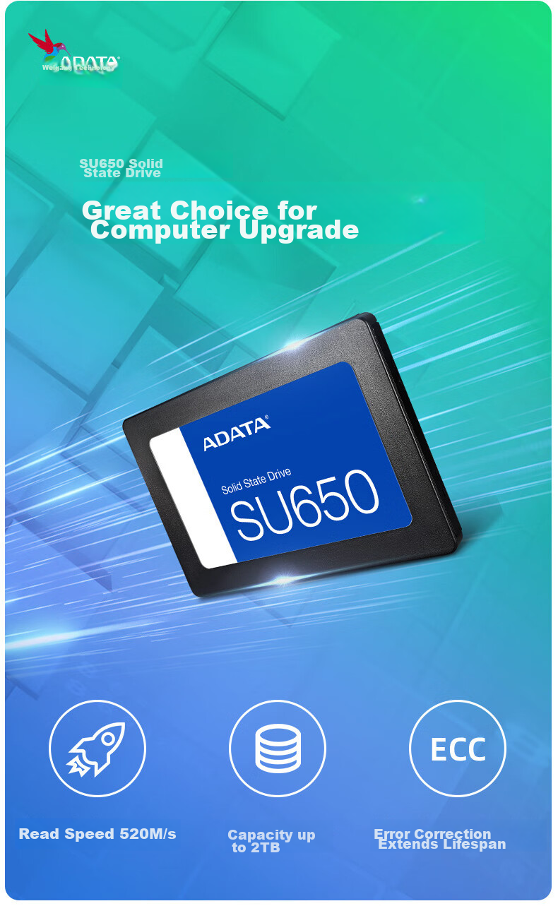 SSD накопитель ADATA SU650, 512 ГБ, SATA III