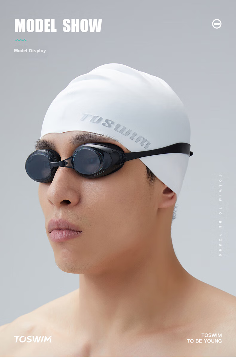 Шапочка для плавания TOSWIM, универсальная, из силикона, водонепроницаемая, с защитой ушей, черная