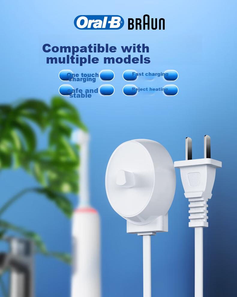 Зарядное устройство для электрической зубной щетки Shishan, совместимое с Oral-B Braun D12/D16/D100/3709/PRO600/PRO700/PRO1000/PRO2000/PRO3000, белое