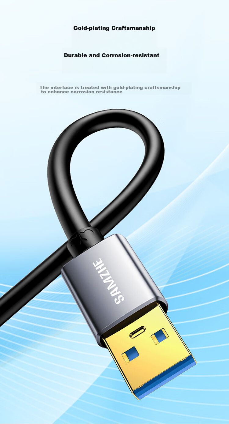Кабель-удлинитель SAMZHE USB 3.0 AM/AF, 3 метра, алюминиевый сплав, черный