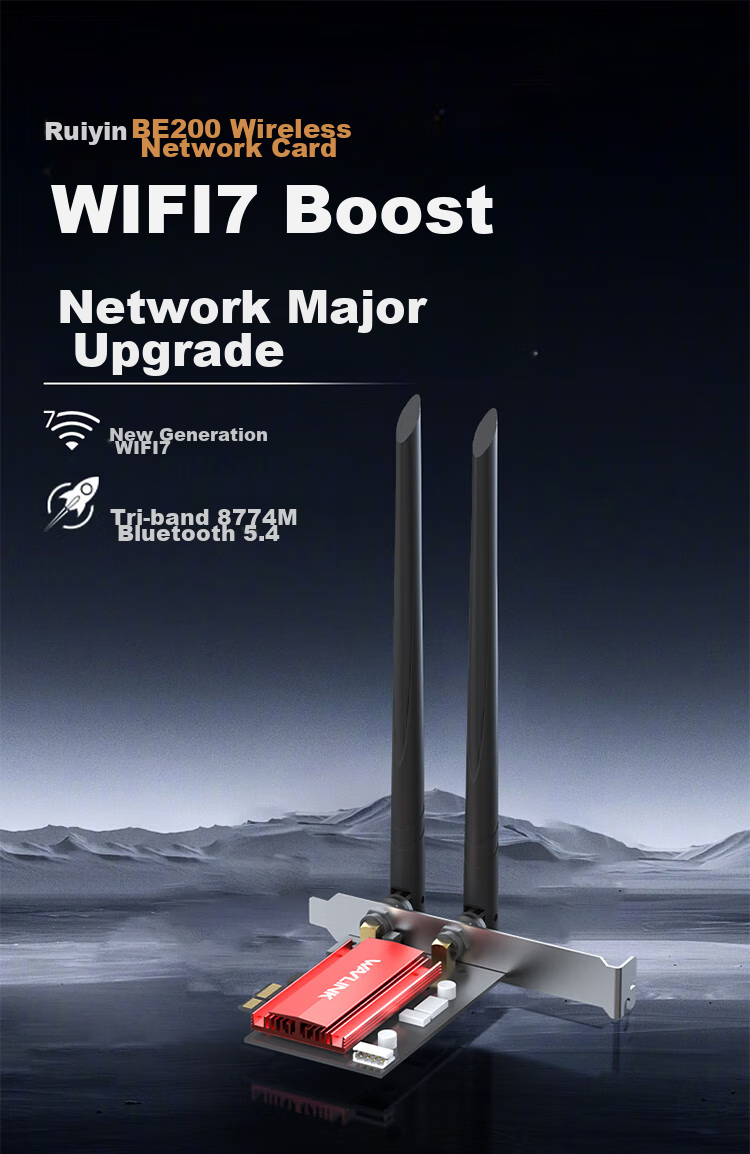 Сетевая карта Wavlink Intel BE200 WiFi 7, PCI-E, Bluetooth 5.4, 8774 Мбит/с