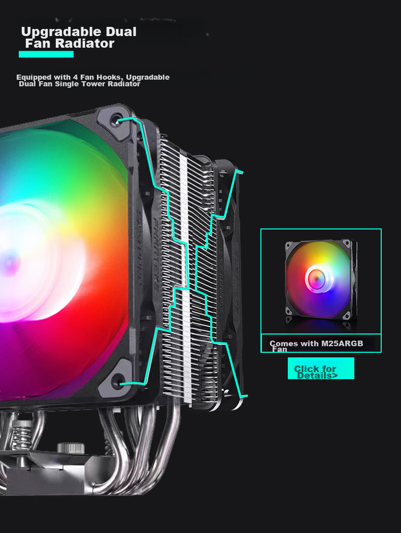 Кулер для процессора PHANTEKS Polar S4, башенный, 4 тепловые трубки, ARGB вентилятор, высокая производительность