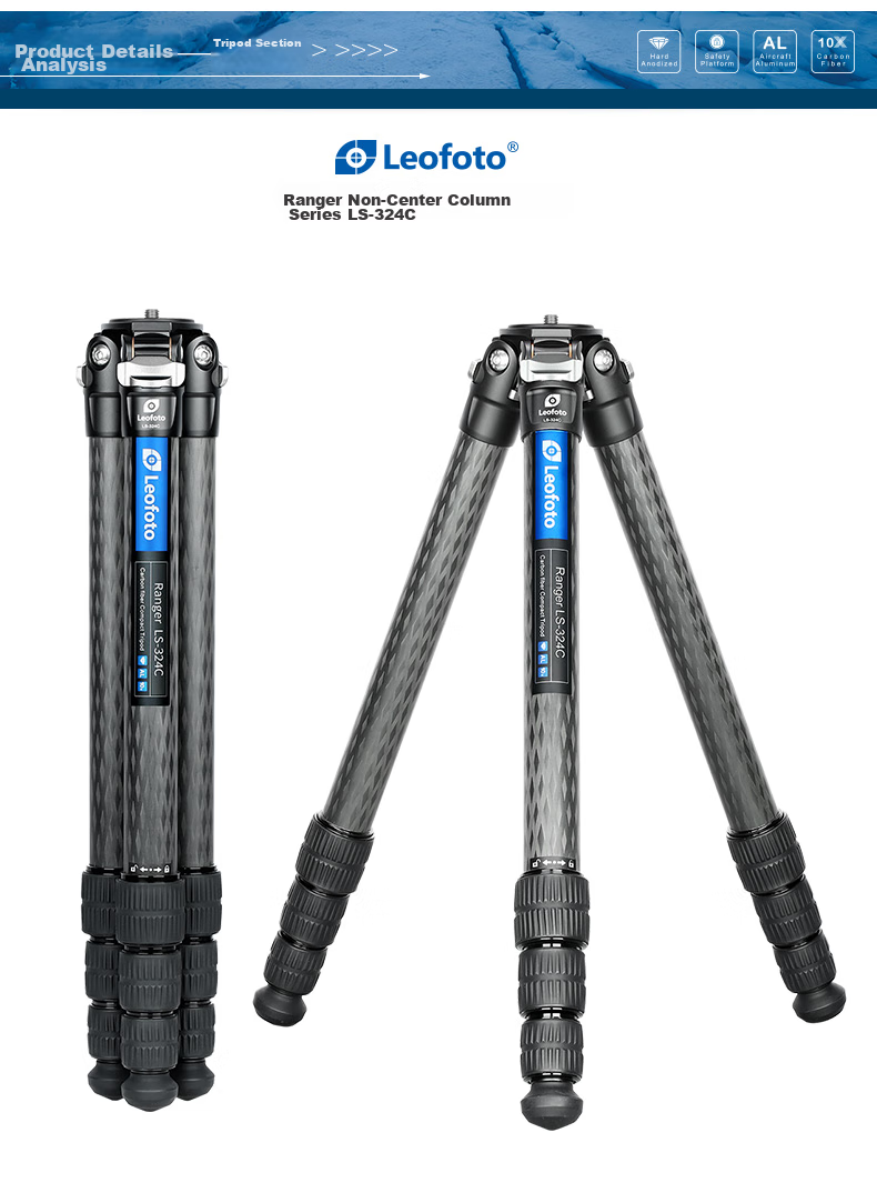 Штатив Leofoto LS-324C, карбоновый, портативный, легкий, для фото- и видеосъемки, для беззеркальных и зеркальных камер, профессиональный штатив