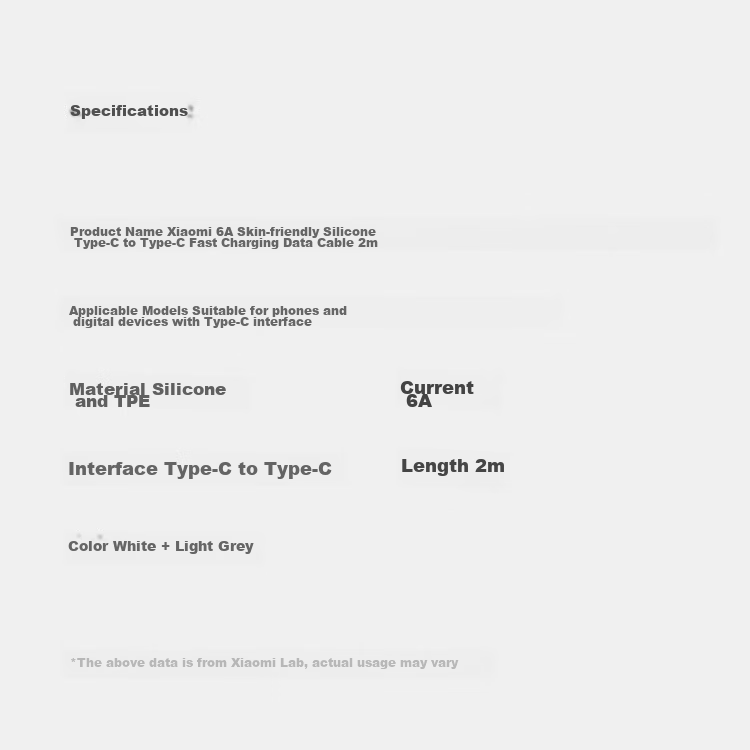 Кабель Xiaomi MI 6A Skin-Friendly Silicone Type-C to Type-C Fast Charging Data Cable, 2 м, Синий