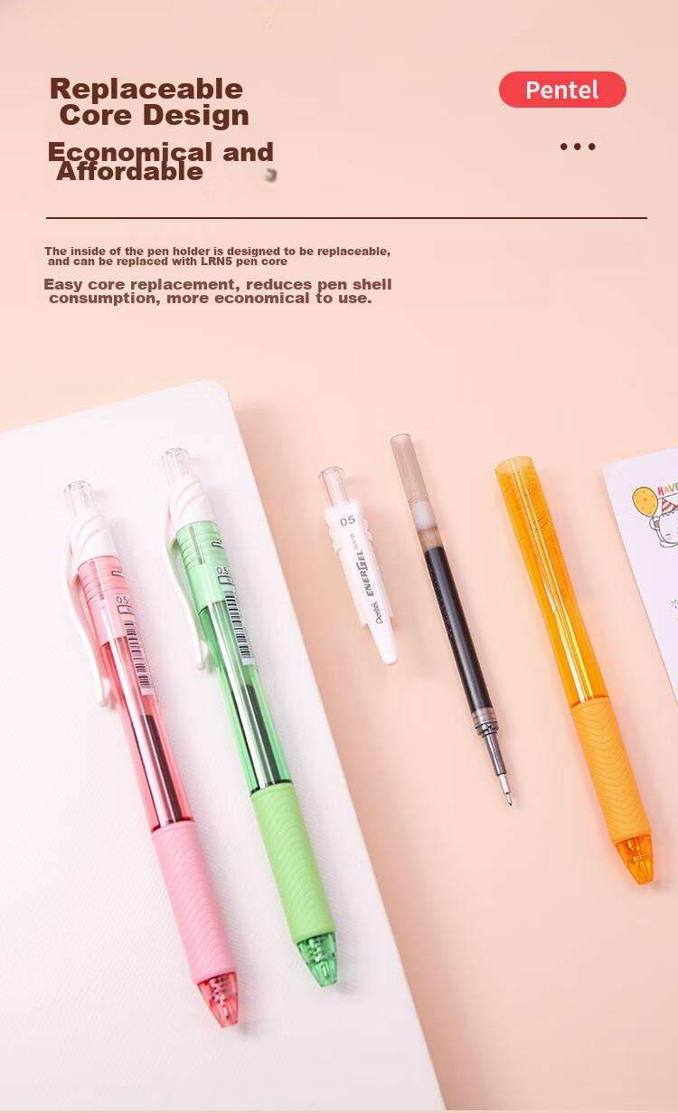 Pentel BLN105 Ручка гелевая, 0.5мм, синий корпус, черный чернила, одноразовая