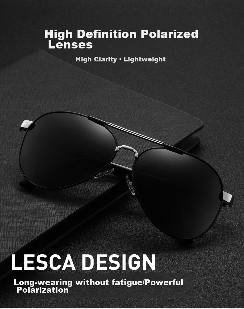 Солнцезащитные очки LESCA LUNETIER для мужчин, поляризованные, защита от УФ-лучей, черная оправа, фотохромные линзы (для дневного и ночного использования)
