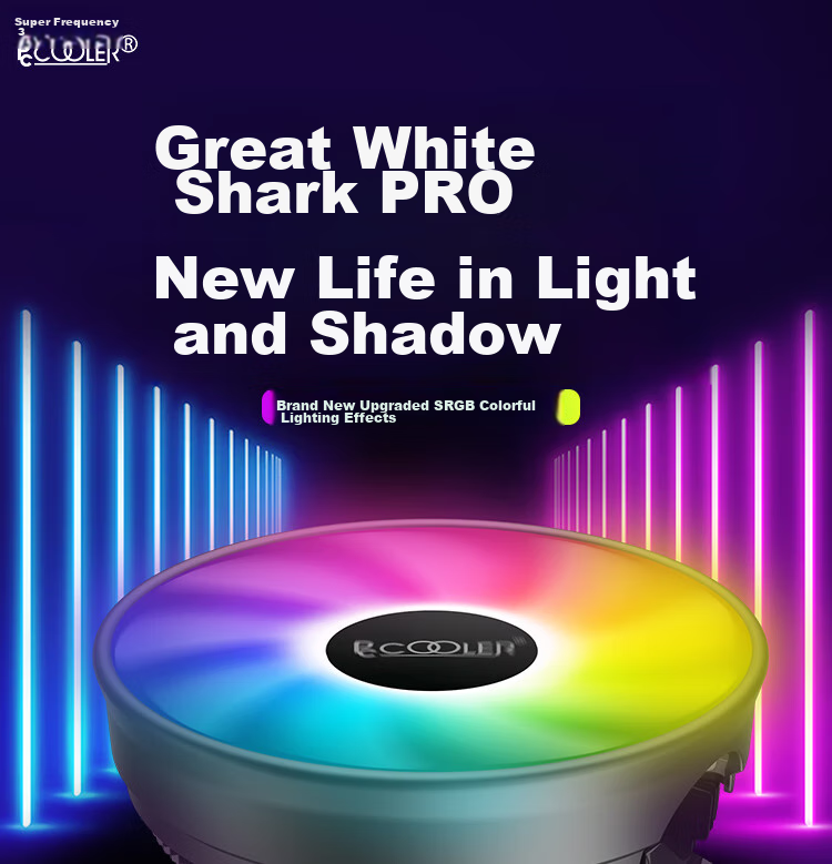 Кулер для процессора PCCOOLER Big White Shark PRO, многоплатформенный, SRGB подсветка, низкопрофильный, с термопастой