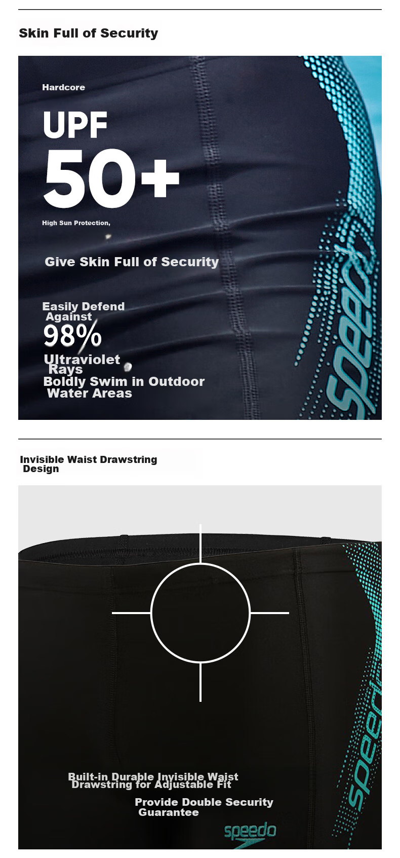 Мужские плавки Speedo с большим логотипом, быстросохнущие, защита от хлора, размер 38