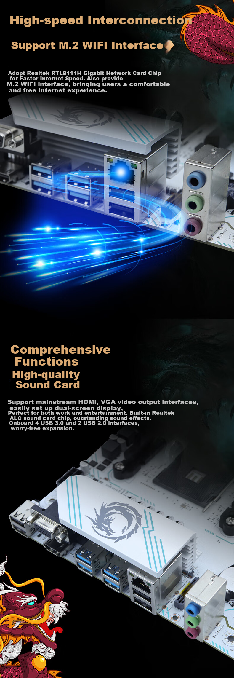 Игровая материнская плата Meijie B550M Yanlong GAMING ARBG, AM4 Ryzen, поддержка R5 5600X/5600GT/5700X3D (AMD B550/Socket AM4)