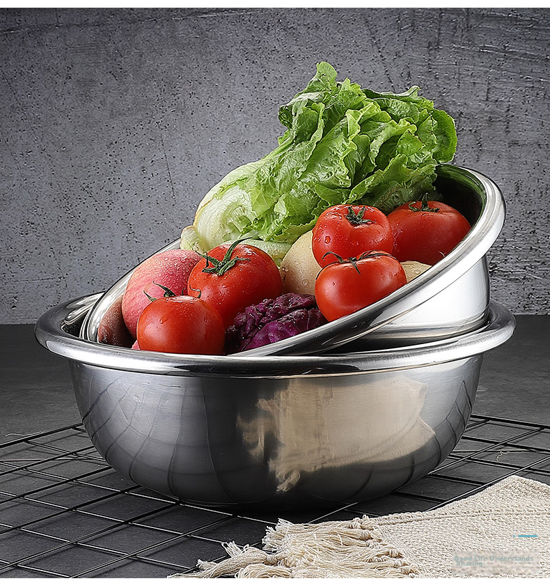 MAXCOOK Миска из нержавеющей стали 304, 40 см, для мытья овощей, приправ, замешивания теста и салатов, MCWA517