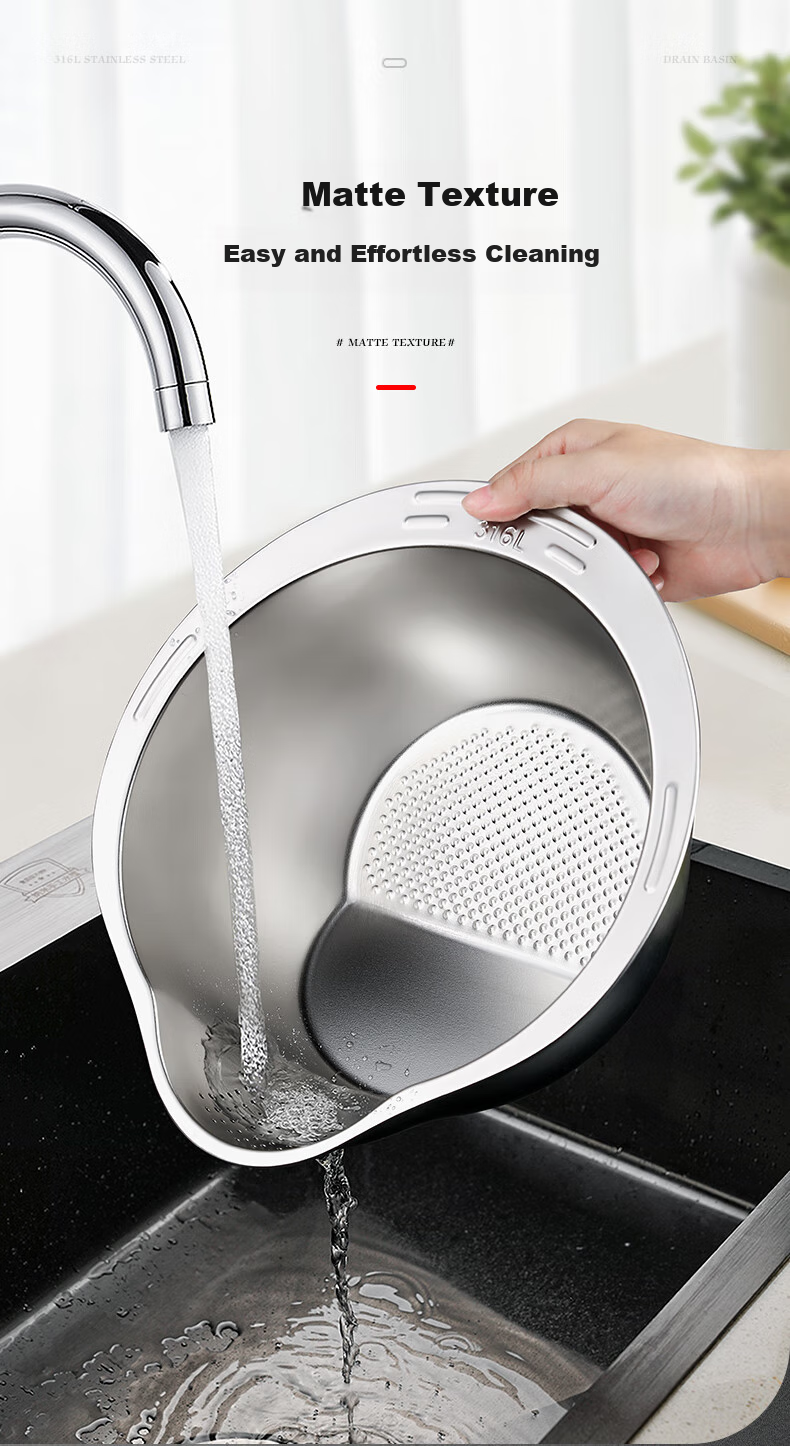 Дуршлаг Newair 316L из нержавеющей стали, для промывки риса, овощей, кухонное сито, пищевой утолщенный дуршлаг