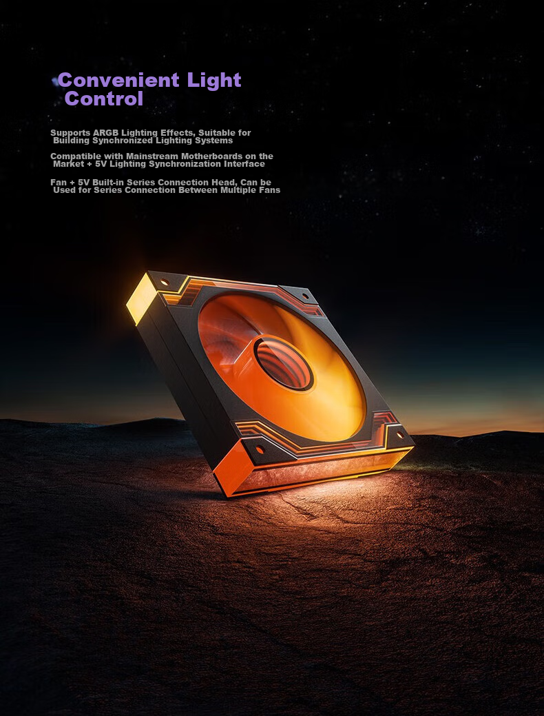 Вентилятор для корпуса COUGAR Lingjing V2 PRO, 120 мм, ARGB, ШИМ, гидродинамический подшипник, черный