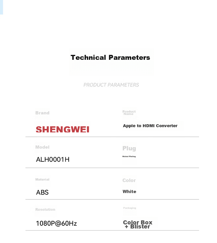 Переходник Shengwei Lightning на HDMI, адаптер для iPhone/iPad, поддержка 1080P, белый