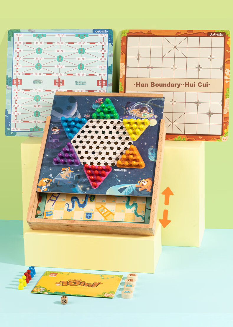 Набор настольных игр Deli 10-в-1 для Го, Шахмат, Гомоку, Шашек, Комбинированные игры, Многофункциональные настольные игры, Подарок на начало учебного года