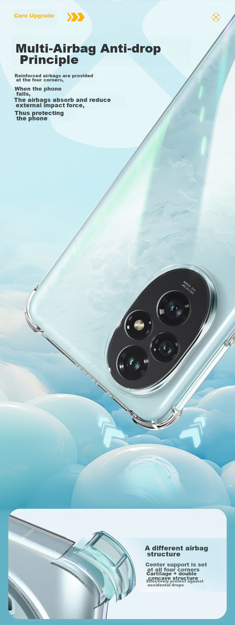 Чехол для телефона LLUNC для Honor 200, противоударный, полностью прозрачный, с воздушной подушкой