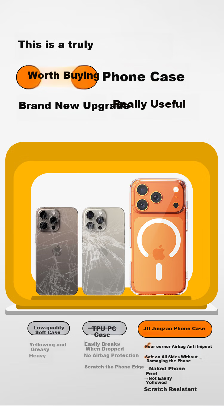 JD Original Чехол для iPhone 17 Pro Max, ультрапрочный, защита от падений, магнитный, прозрачный, Magsafe, противоударный