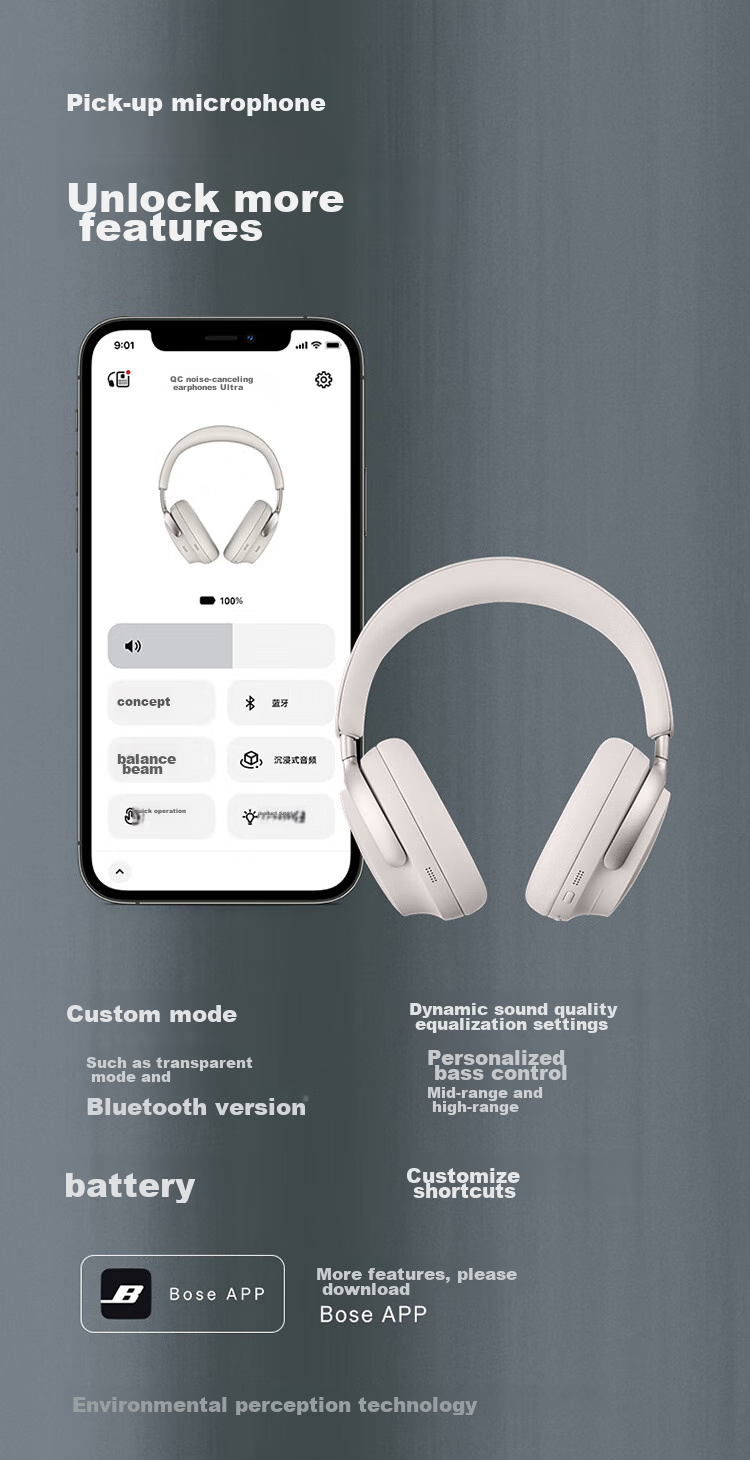 Беспроводные наушники Bose QuietComfort Ultra с шумоподавлением, Misty White