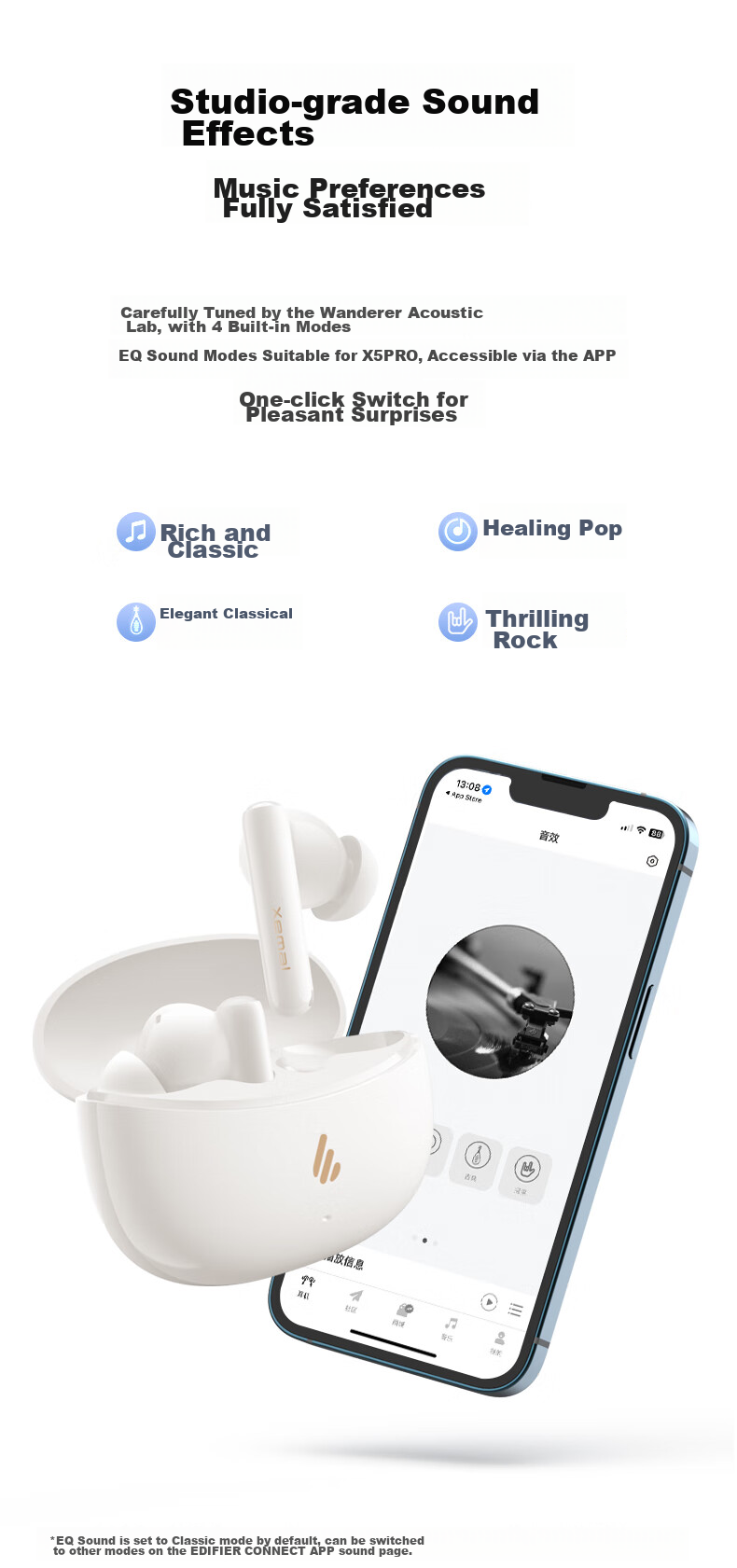 Беспроводные наушники EDIFIER X5 Pro с активным шумоподавлением, внутриканальные, Bluetooth, белые