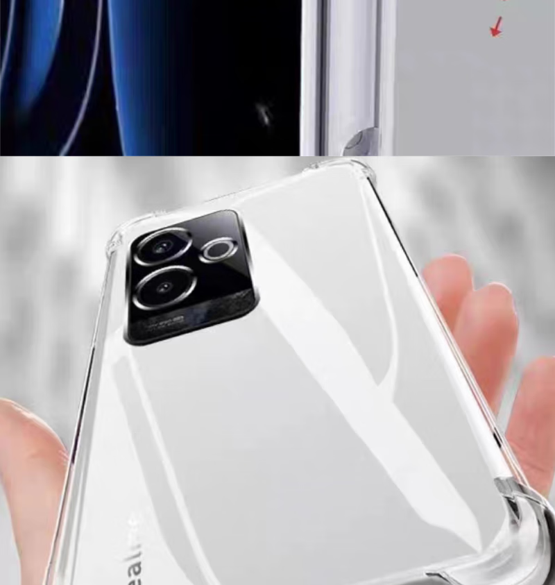 Защитный чехол MAIKUQI для Realme GT6, противоударный, с защитой четырех углов, прозрачный мягкий ТПУ, прозрачно-белый