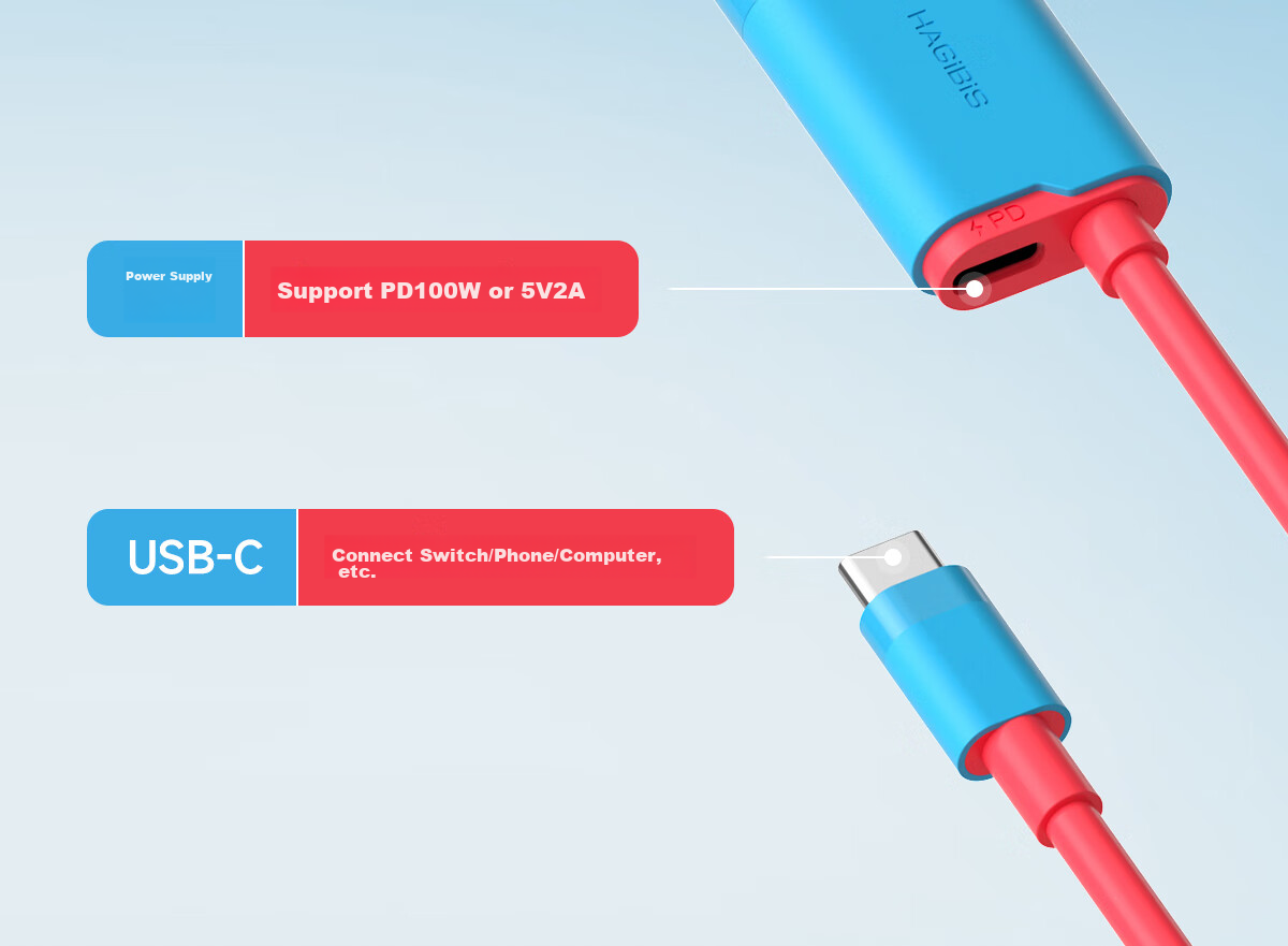 Кабель Hagibis Type-C - HDMI 4K@30Hz, 2 метра, черный/белый