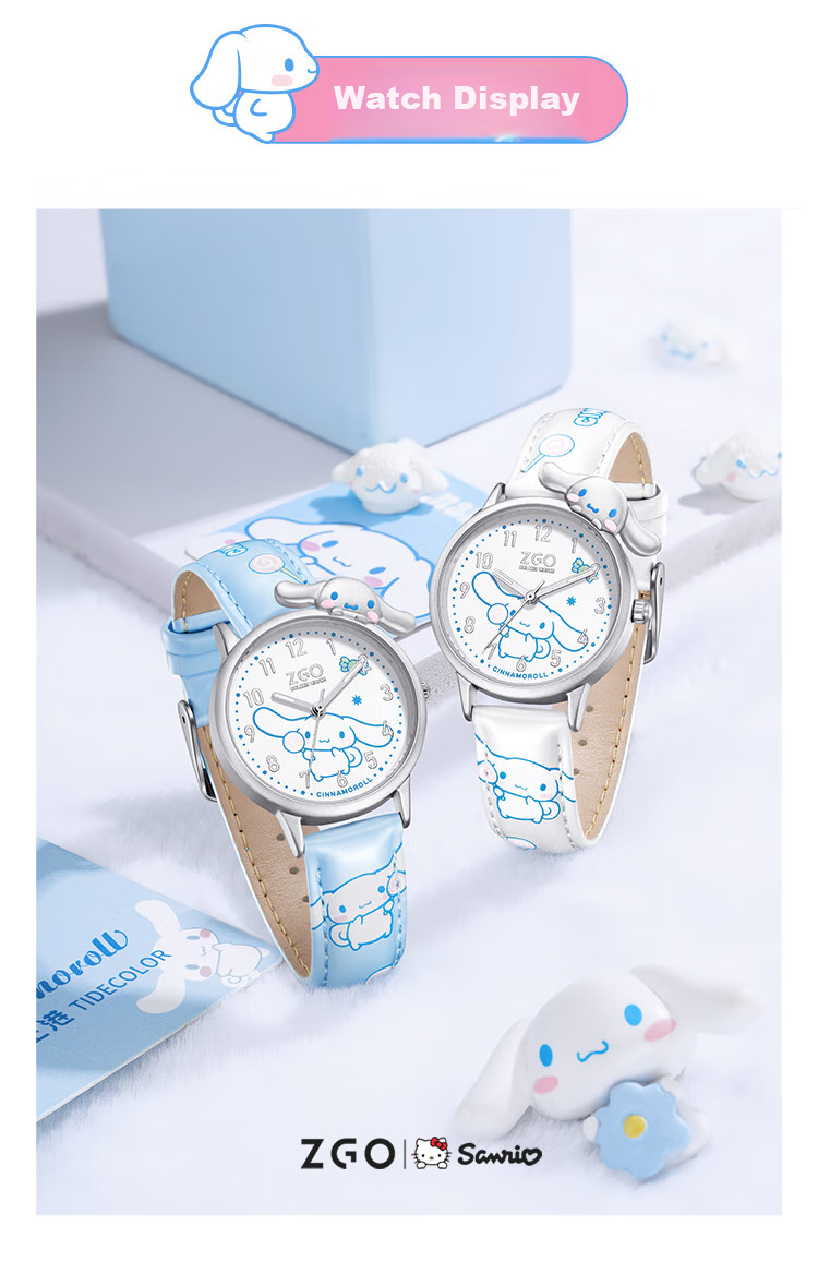 Детские часы ZGO X Sanrio, водонепроницаемые кварцевые часы для девочек, синие, 273