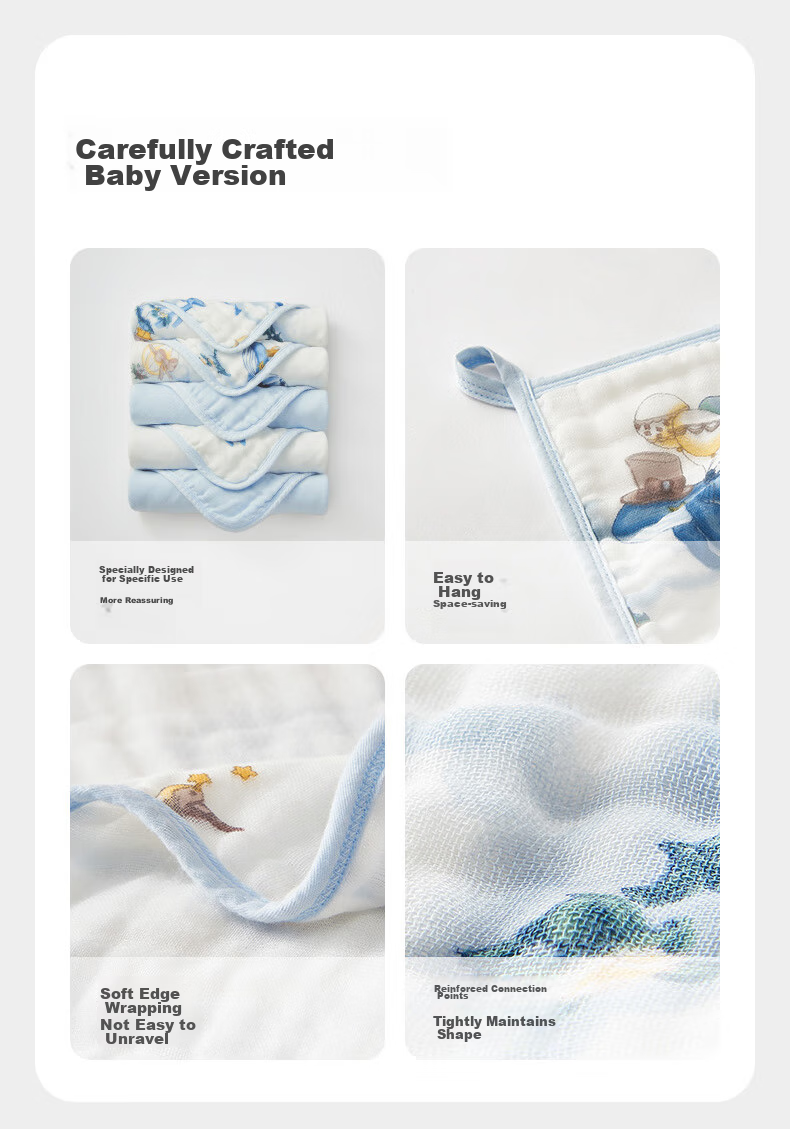 Детские пеленки Babycare из чистого хлопка, 6-слойные, размер 30x30 см, цвет "Гавайское небо" (5 шт.)