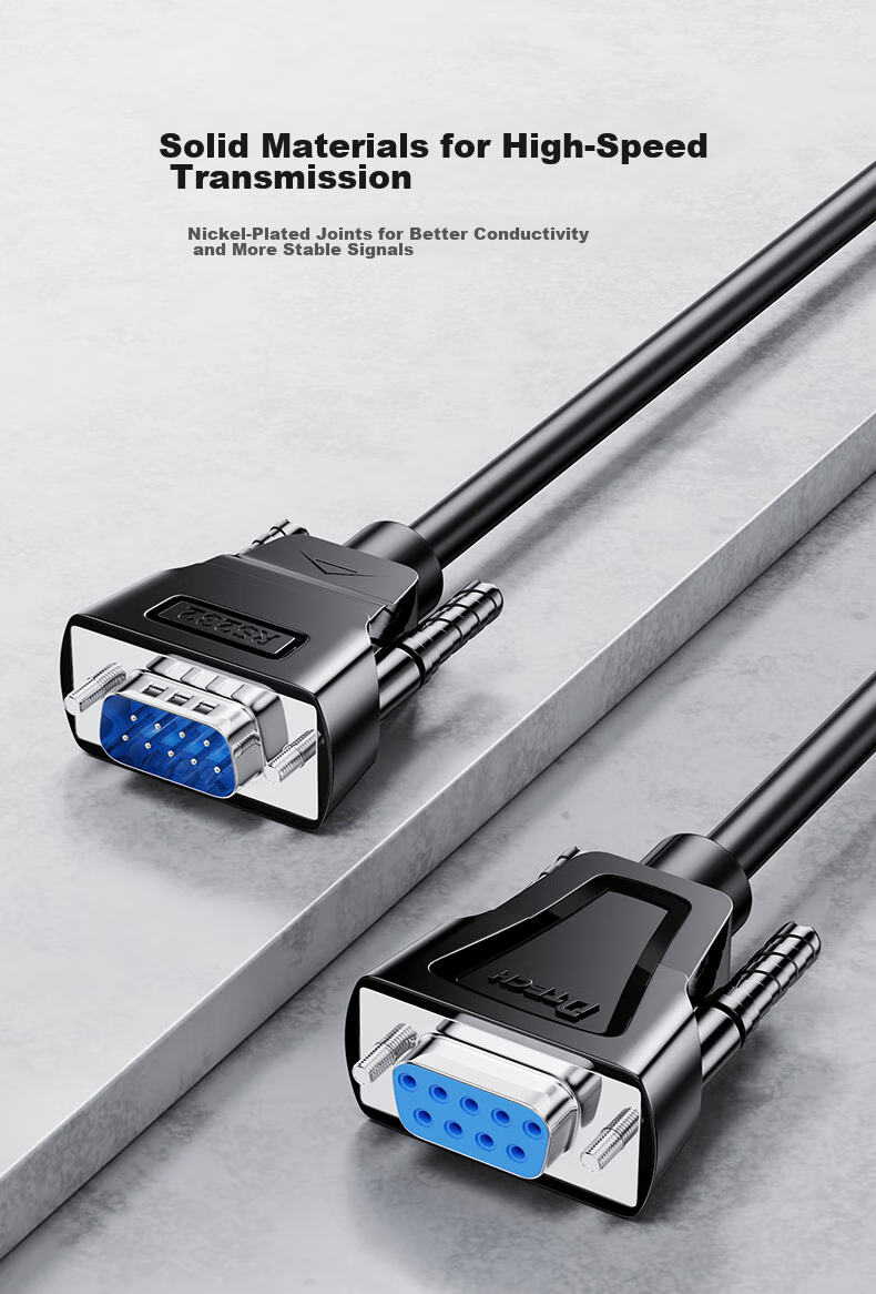 Кабель DTECH RS232 Serial Cable, DB9 Male to Male, COM Port, 2 метра, DT-9005A