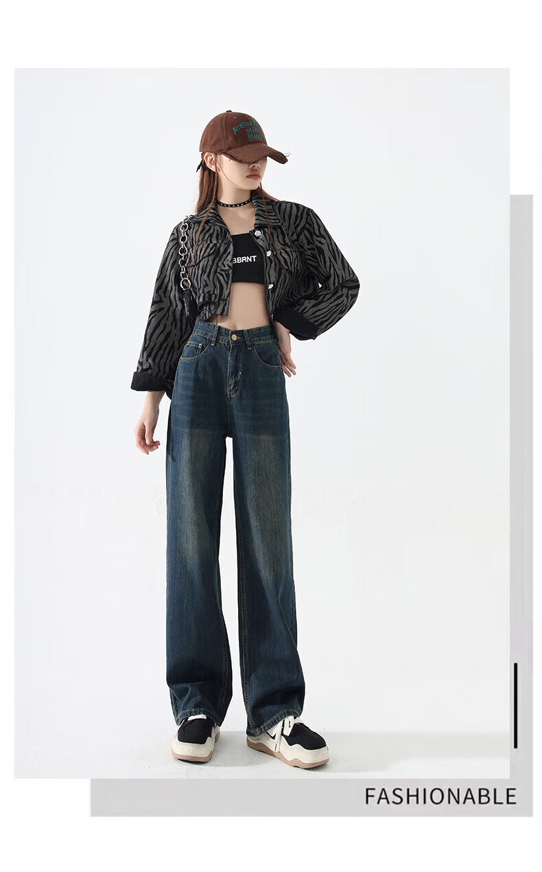 Женские джинсы Jeanswest, винтажный стиль, свободные, прямые, с высокой талией, длиной до пола, ностальгический синий, размер 2XL