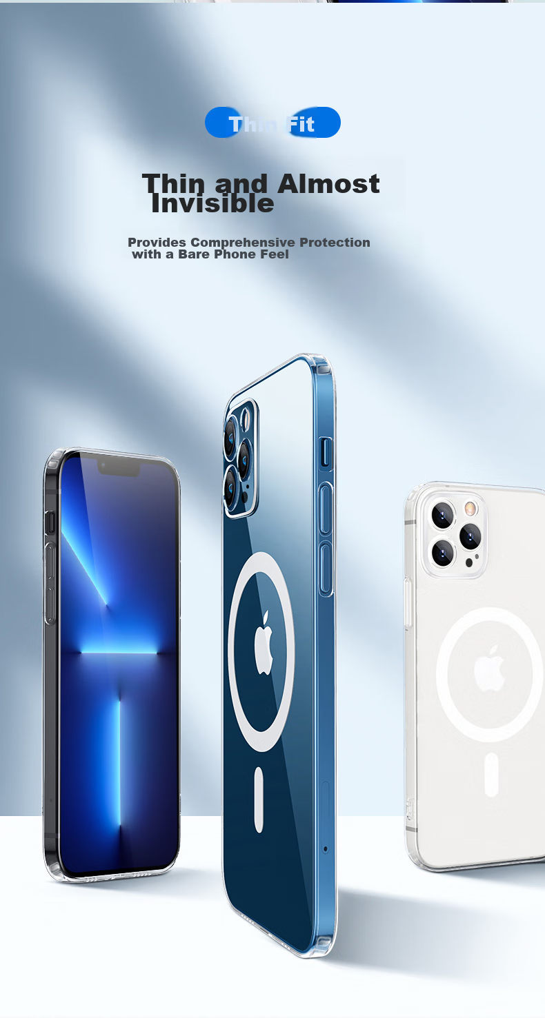 Pisen Магнитный чехол для iPhone 13 Pro Max, совместимый с MagSafe, TPU, тонкий, ПК, высокая прозрачность, защитный чехол