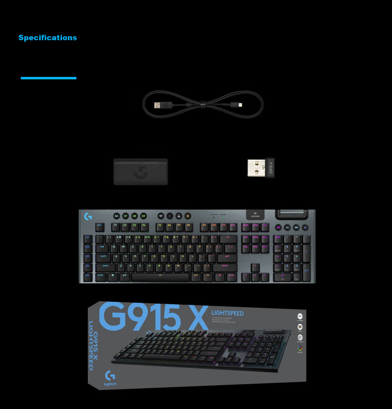 Игровая клавиатура Logitech G G915 X LIGHTSPEED Wireless White-T, механическая, низкопрофильная, беспроводная, с подсветкой RGB
